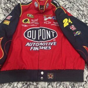 Jeff Gordon NASCAR Dupont Jacket XL 11-12 JH Design Stitched Flames Button-up